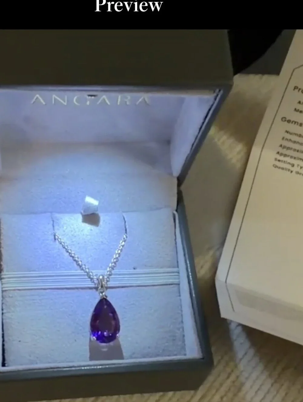 Angara Purple Teardrop Amethyst Pendant Necklace